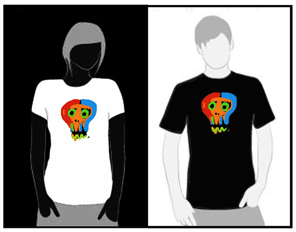 Neon Skull # 2 - T Shirt by Tom Leedy