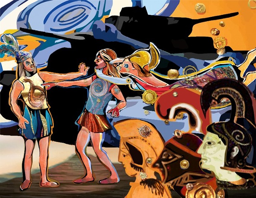 Athena Restrains Achilles - by Tom Leedy