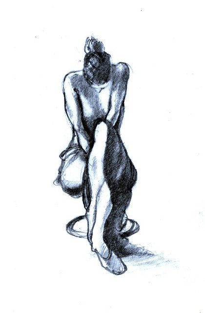 Sitting Nude by Tom Leedy