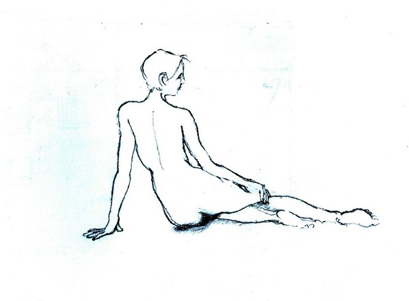 Nude 9, Seated Posterior - by Tom Leedy