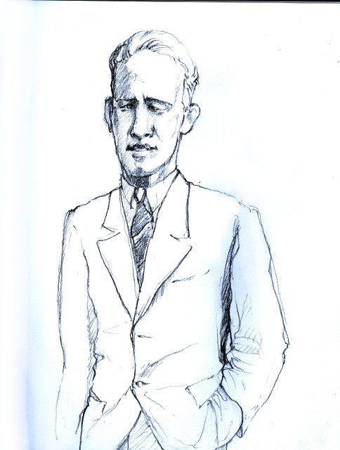 Bob at Brown - Drawing by Tom Leedy