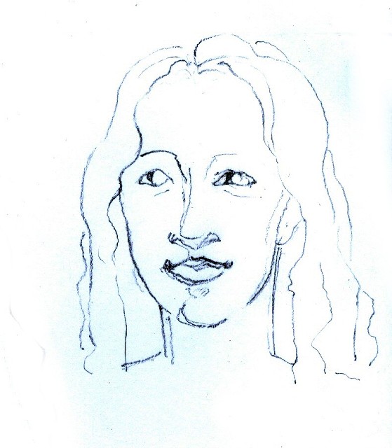 Genevieve - graphite line drawing by Tom Leedy